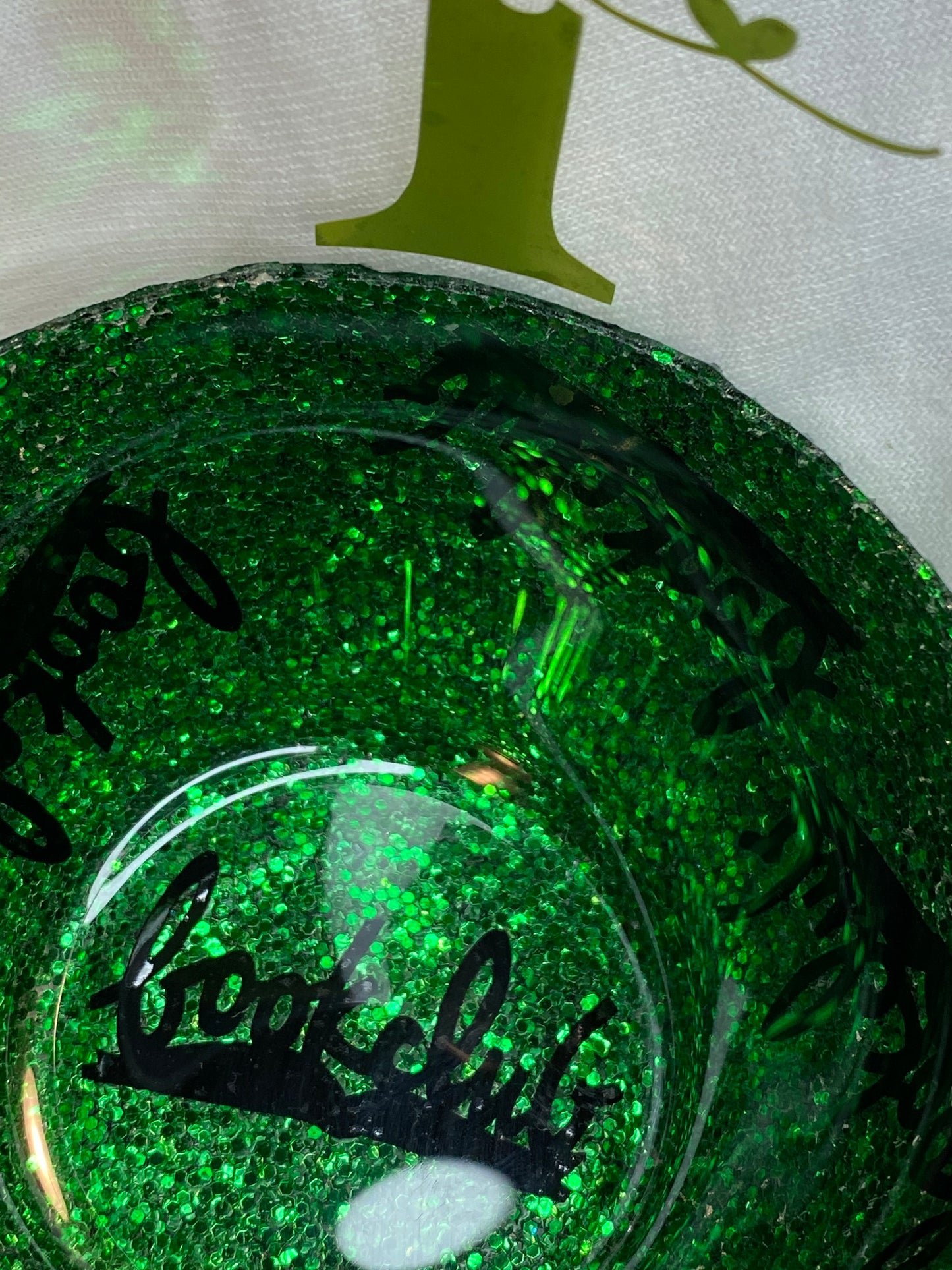 Customized Peek A Boo Glitter Glass