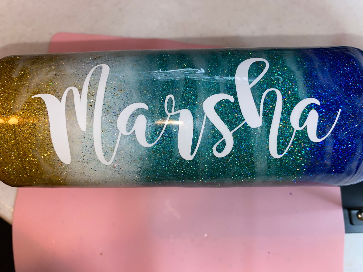 Beach Themed Glitter Tumbler