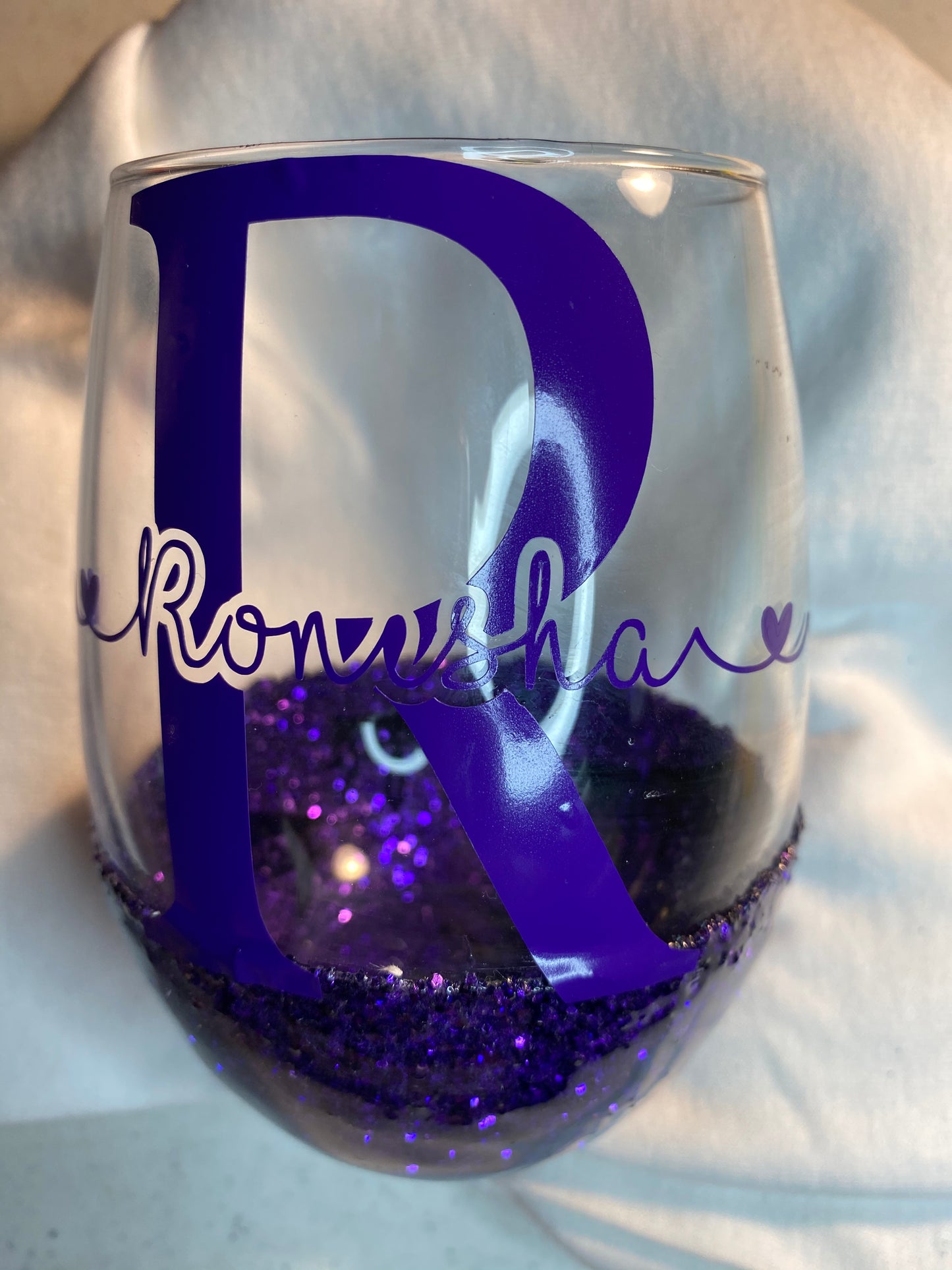 Customized Peek A Boo Glitter Glass