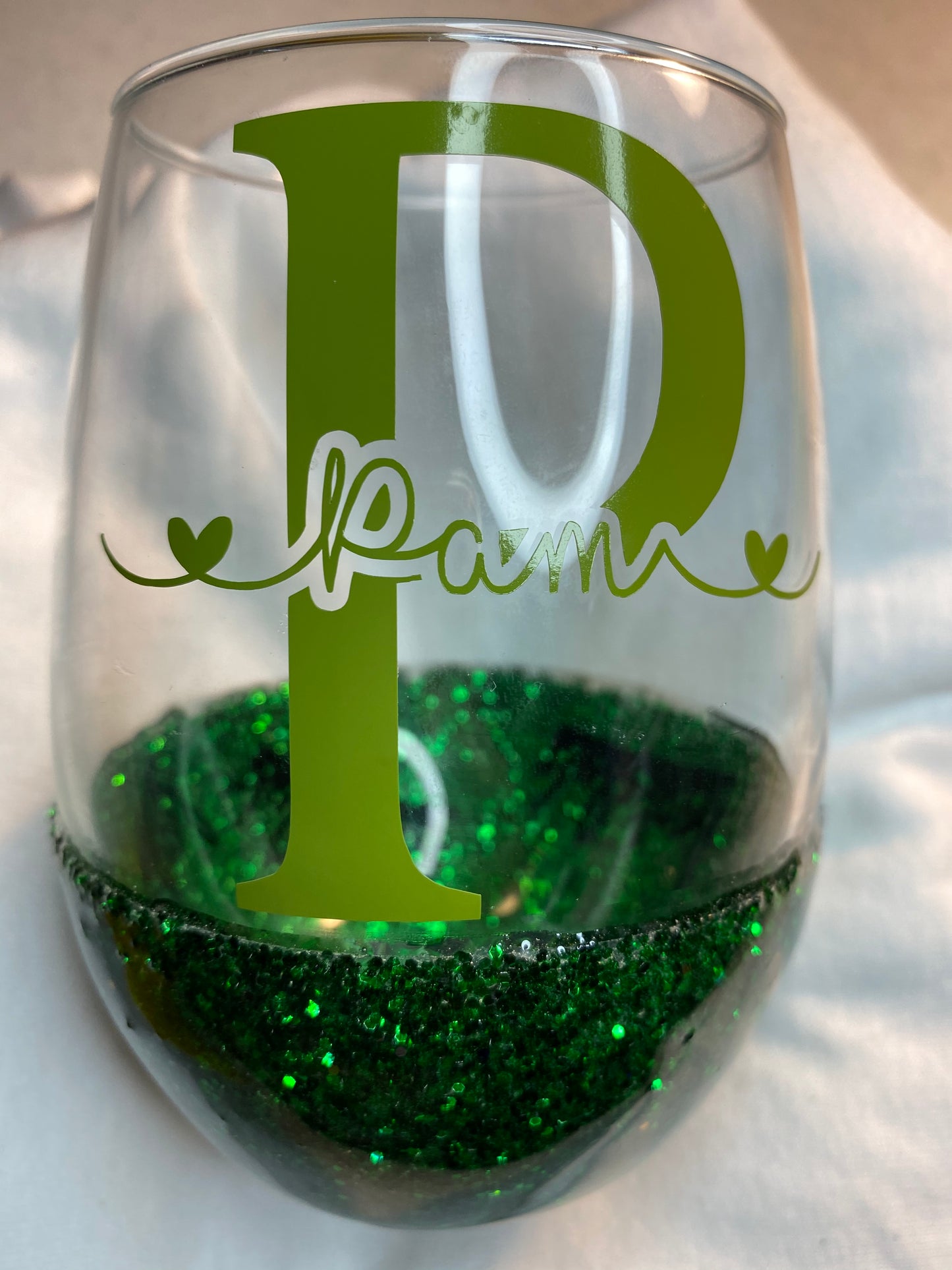 Customized Peek A Boo Glitter Glass