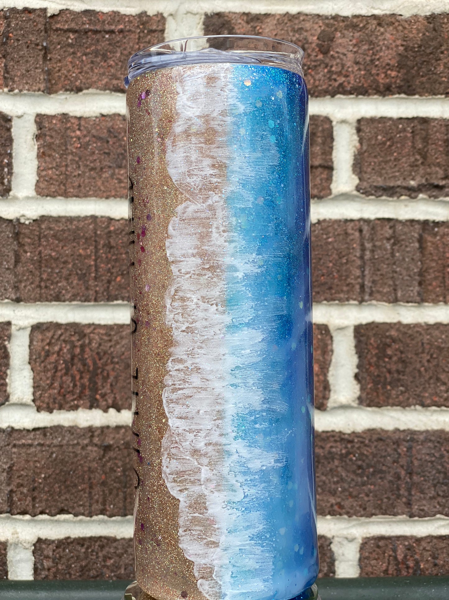 Beach Themed Glitter Tumbler