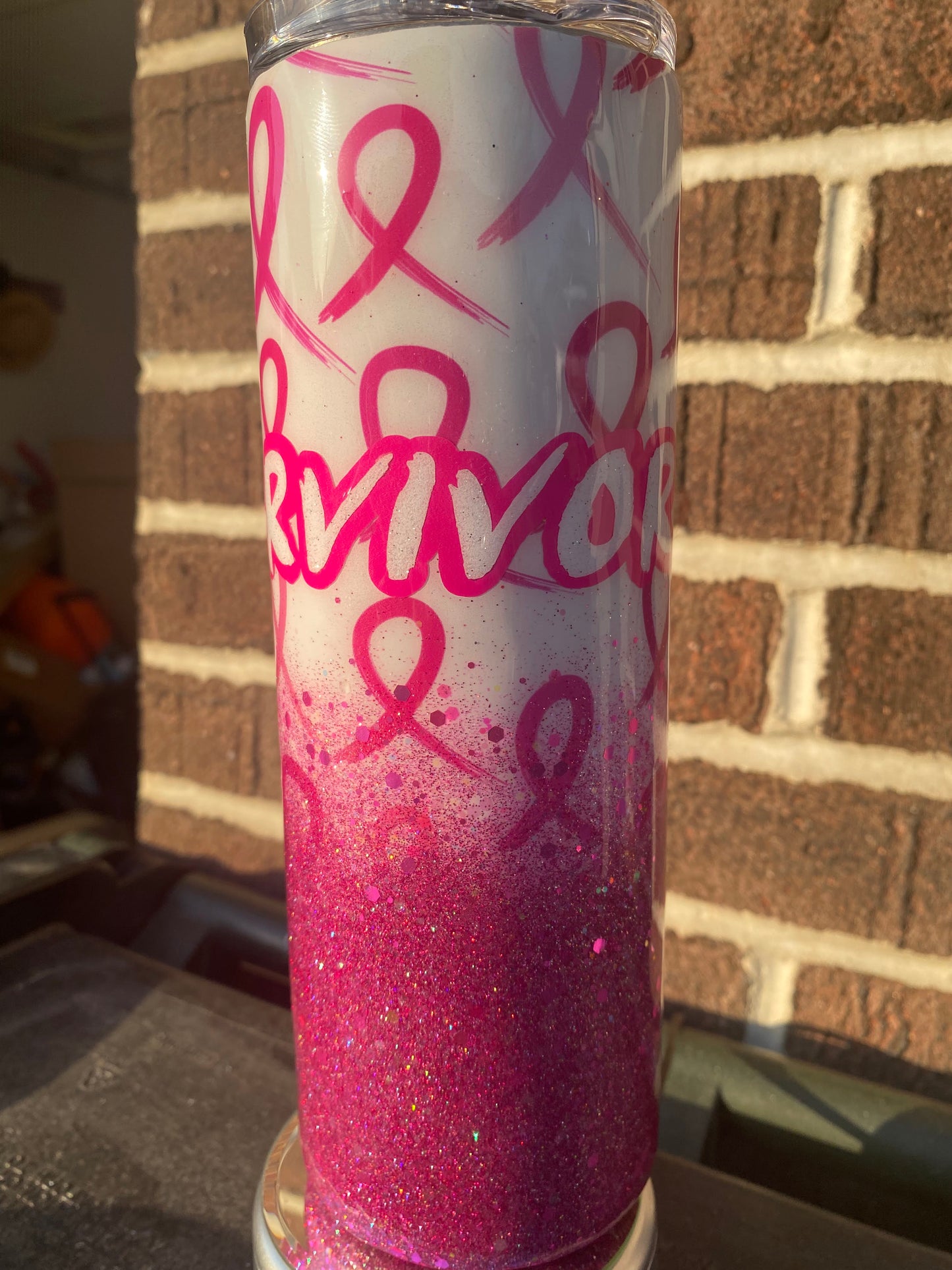 Breast Cancer Survivor Tumbler - 20 Oz Skinny