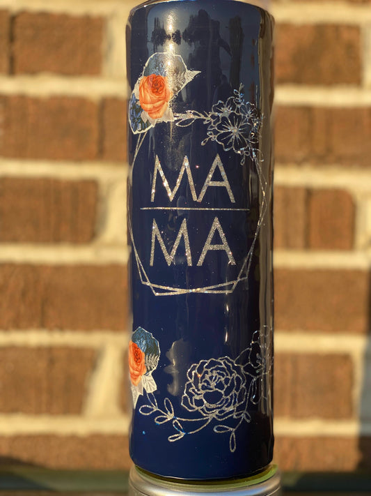 Peekaboo Floral Mama Tumbler - 20 Oz Skinny